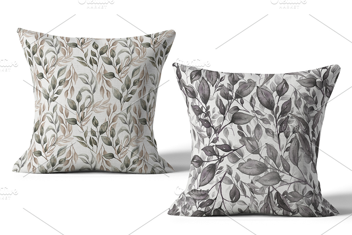Watercolor Greenery Patterns, a Pattern Graphic by MayaNavits (Photo 7 of 11)