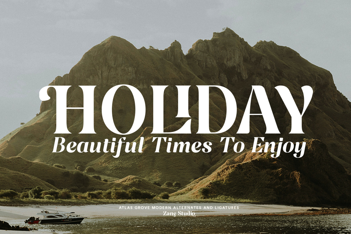 Atlas Grove-Alternates and Ligatures, a Serif Font by Zane Studio (Photo 8 of 22)