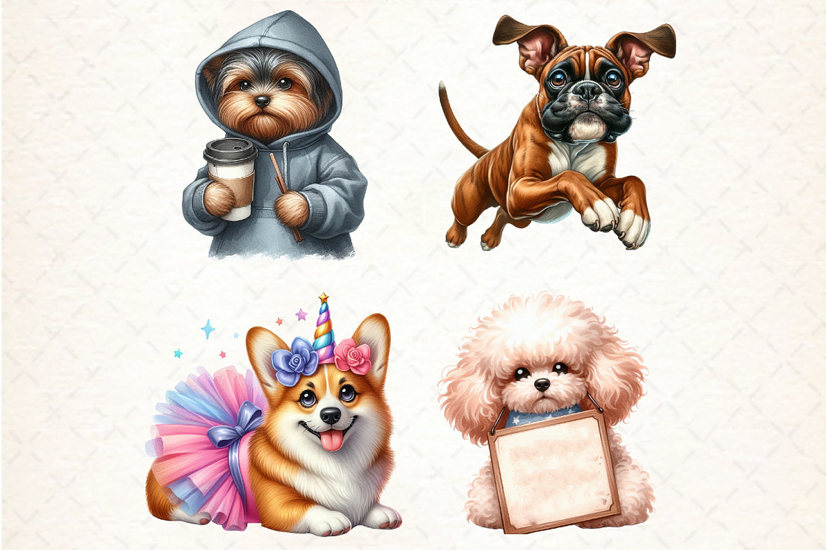 Funny Dog Sublimation Clipart, an Illustration by Libby Wishes (Photo 3 of 10)