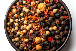 Top view of mixed spices in a bowl,, a Food & Drink Photo by Pixeness Studio