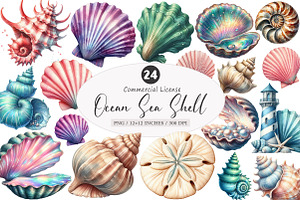 Ocean Sea Shell Sublimation Clipart, an Illustration by SinaCreation