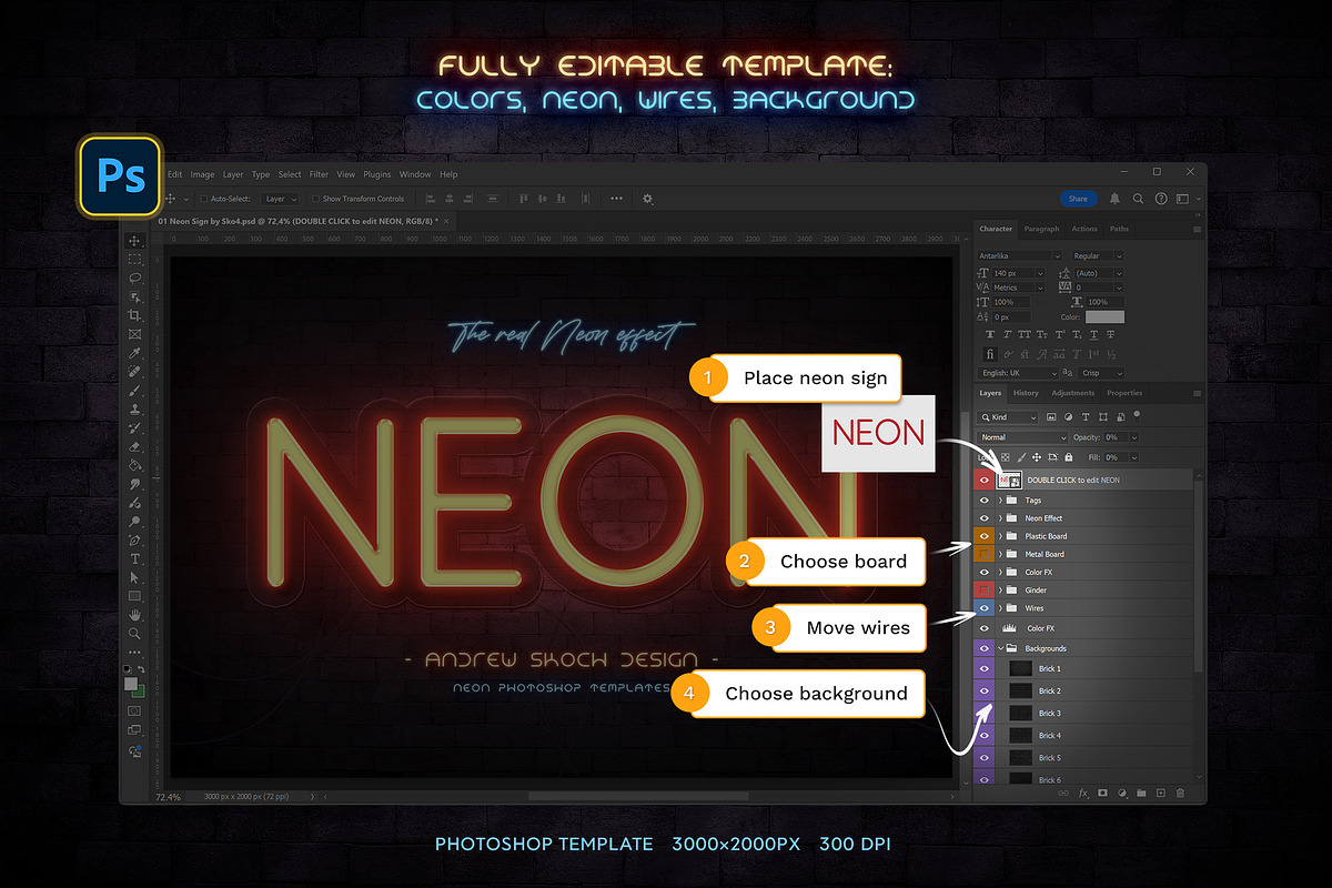 Real Neon Photoshop Effect, a Brushes & More by Andrew Skoch Design (Photo 7 of 8)
