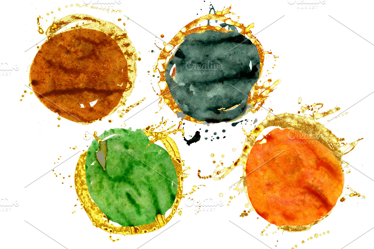 Watercolor brush strokes with gold, a Decorative Illustration by Watercolor fantasy (Photo 4 of 6)
