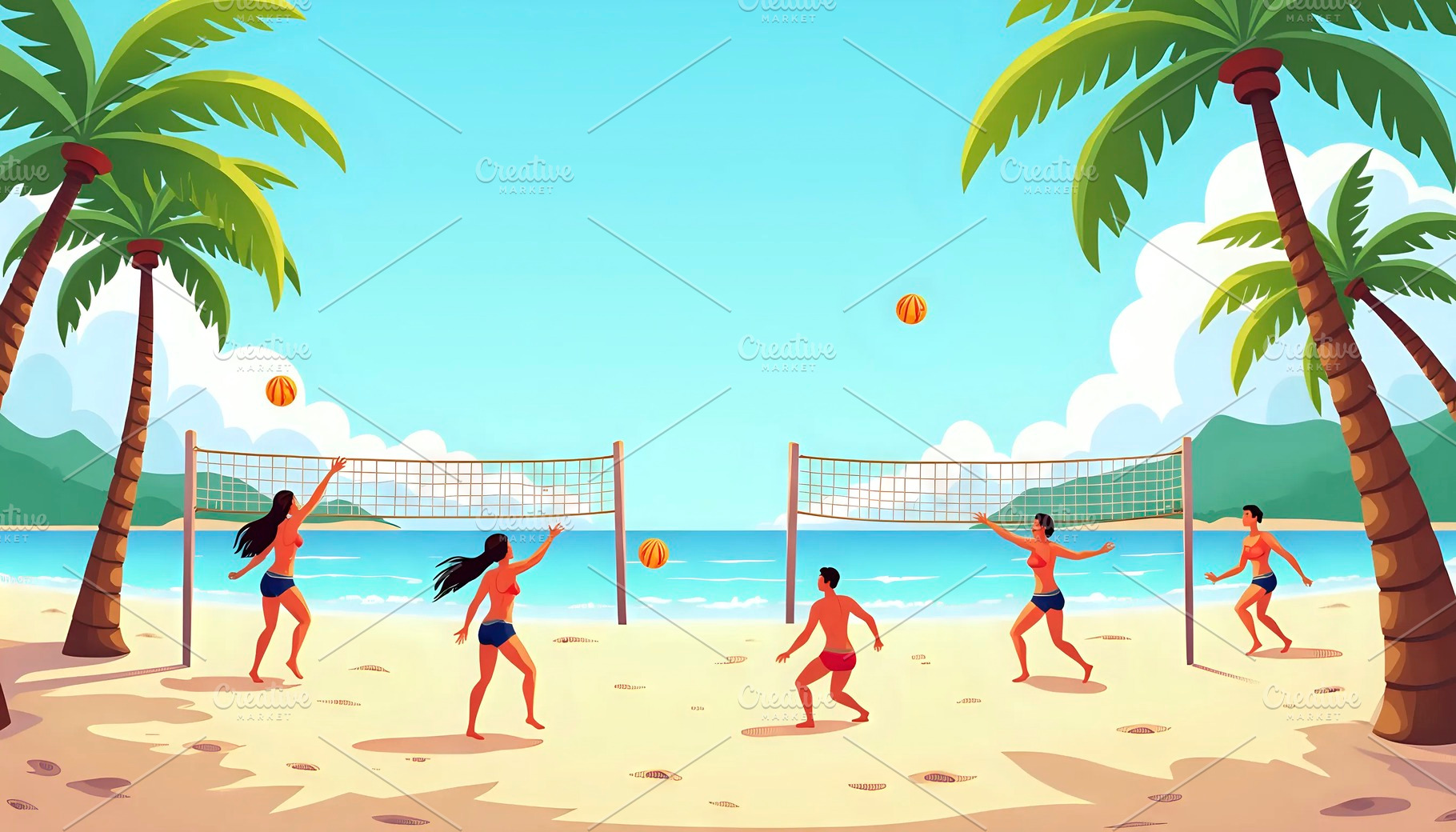 Beach Volleyball Game On Tropical Is, a Photo by LOGOCREATIVE