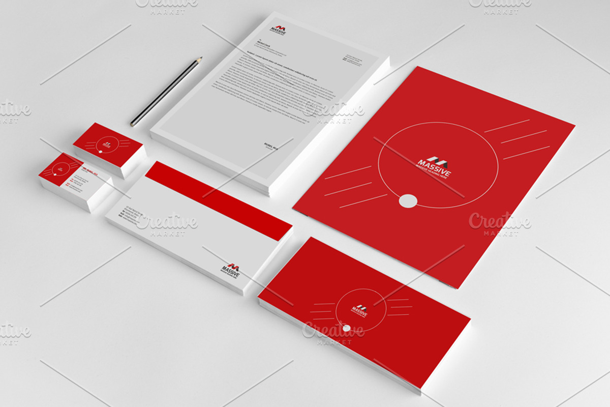 Red Massive Stationary Pack, a Stationery Template by alimran24