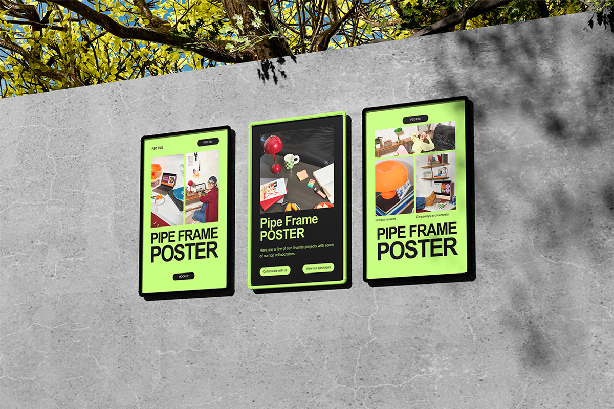 Pipe frame Poster Mockup, an Advertising Mockup by HanaSaka_Studio (Photo 5 of 5)