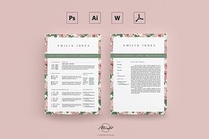 Roses Floral Resume / Card Template