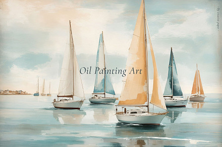 Seascape Oil Painting 'Sailboat', a Background Graphic by by creative paper