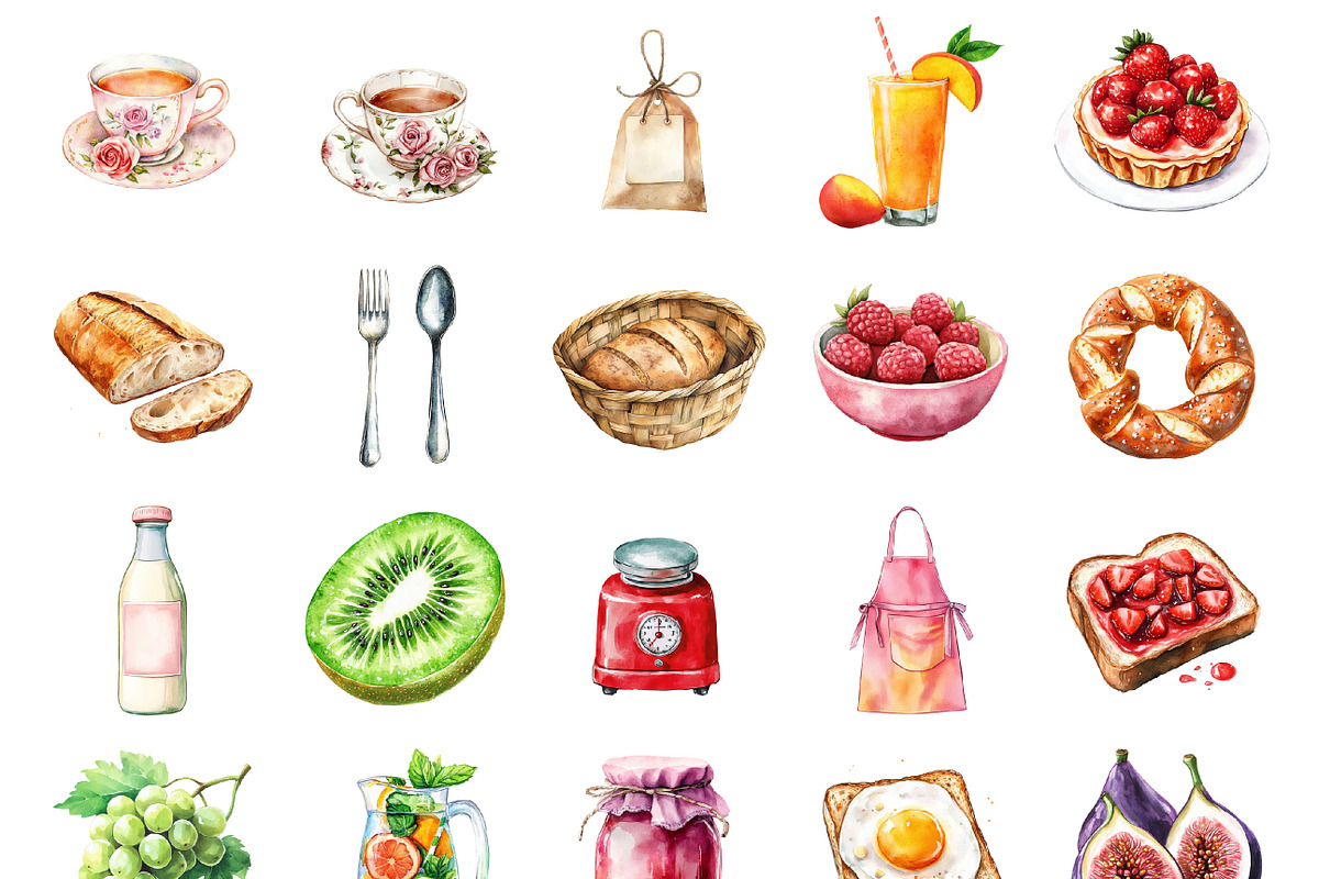 Watercolor Whimsical Food, an Illustration by Design Market (Photo 3 of 3)