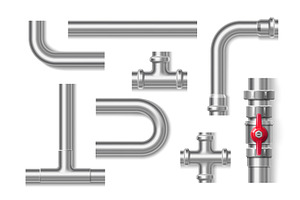 Steel tubes and metal fittings set, an Illustration by art PVP - market
