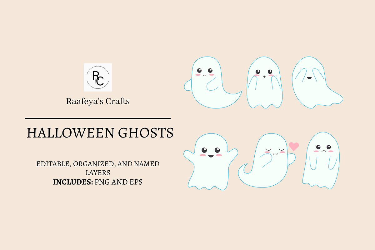 Halloween Ghosts - 6, a Seasonal Illustration by Raafeya's Crafts (Photo 1 of 4)