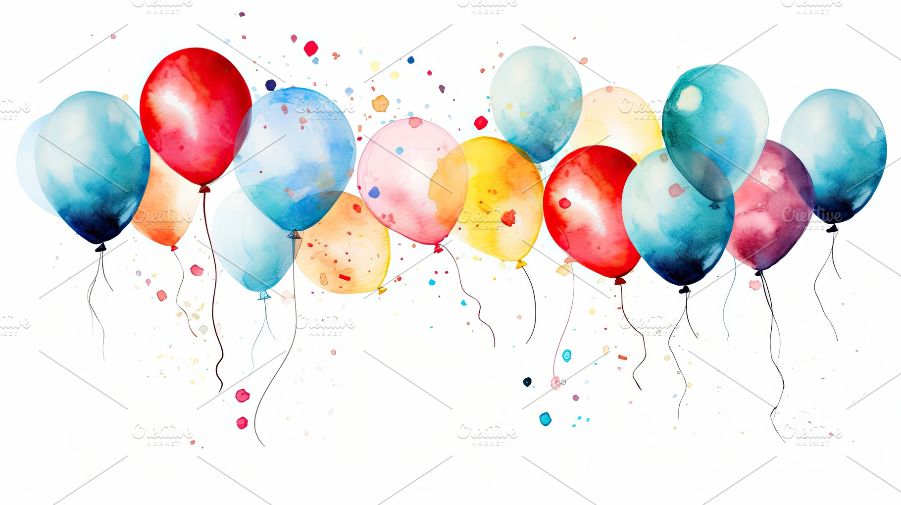 Birthday wish balloons and confetti, a Photo by SaroStock