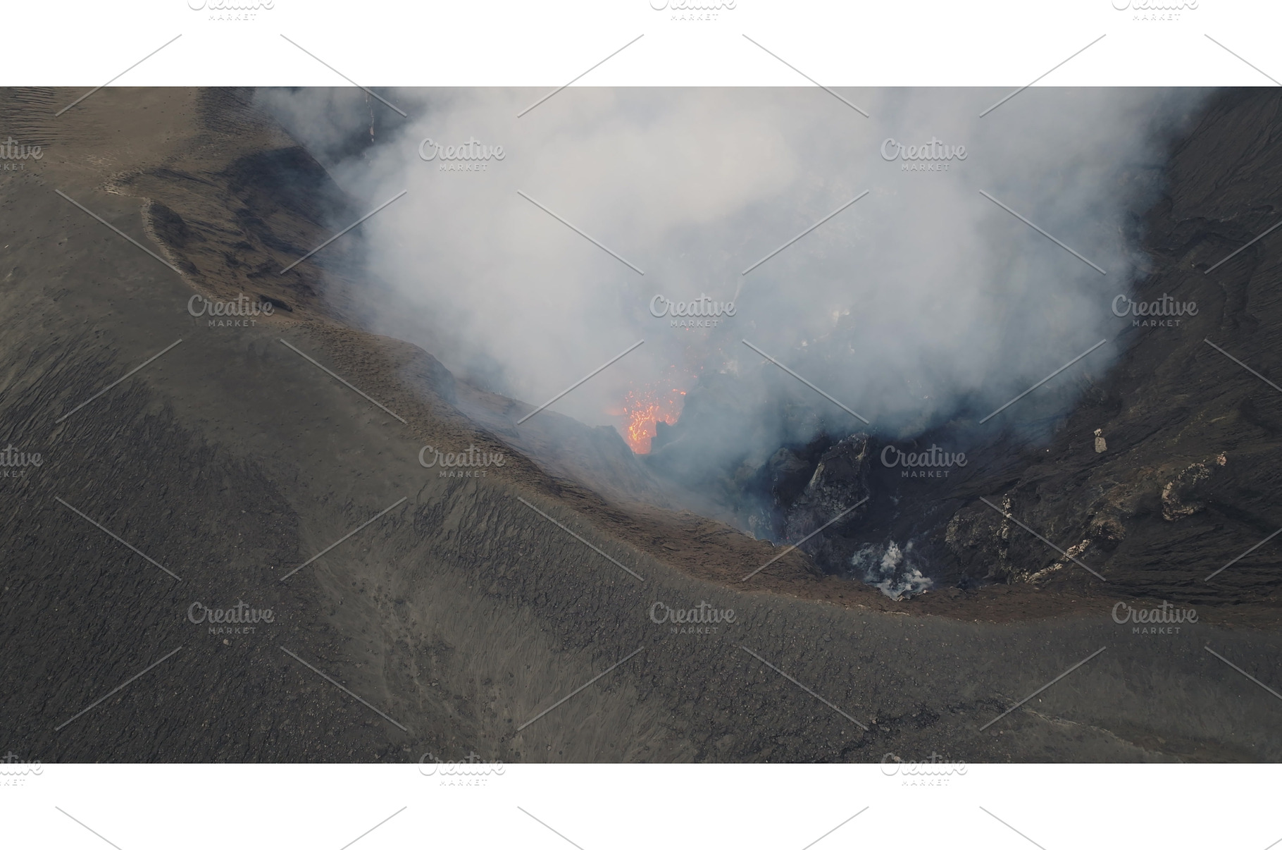 Volcano crater emitting smoke and, a Nature Photo by Goinyk