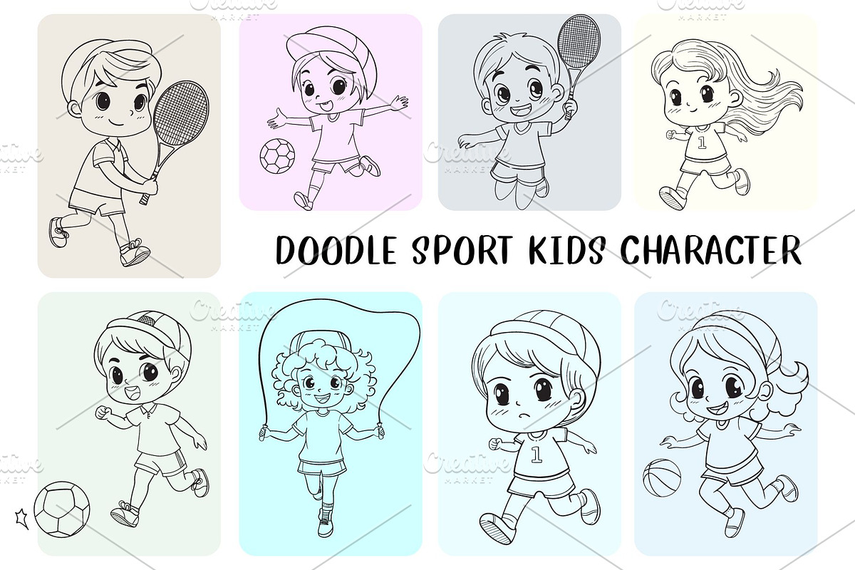 cute cartoon sport characters, a Sport Illustration by PKshop (Photo 1 of 5)