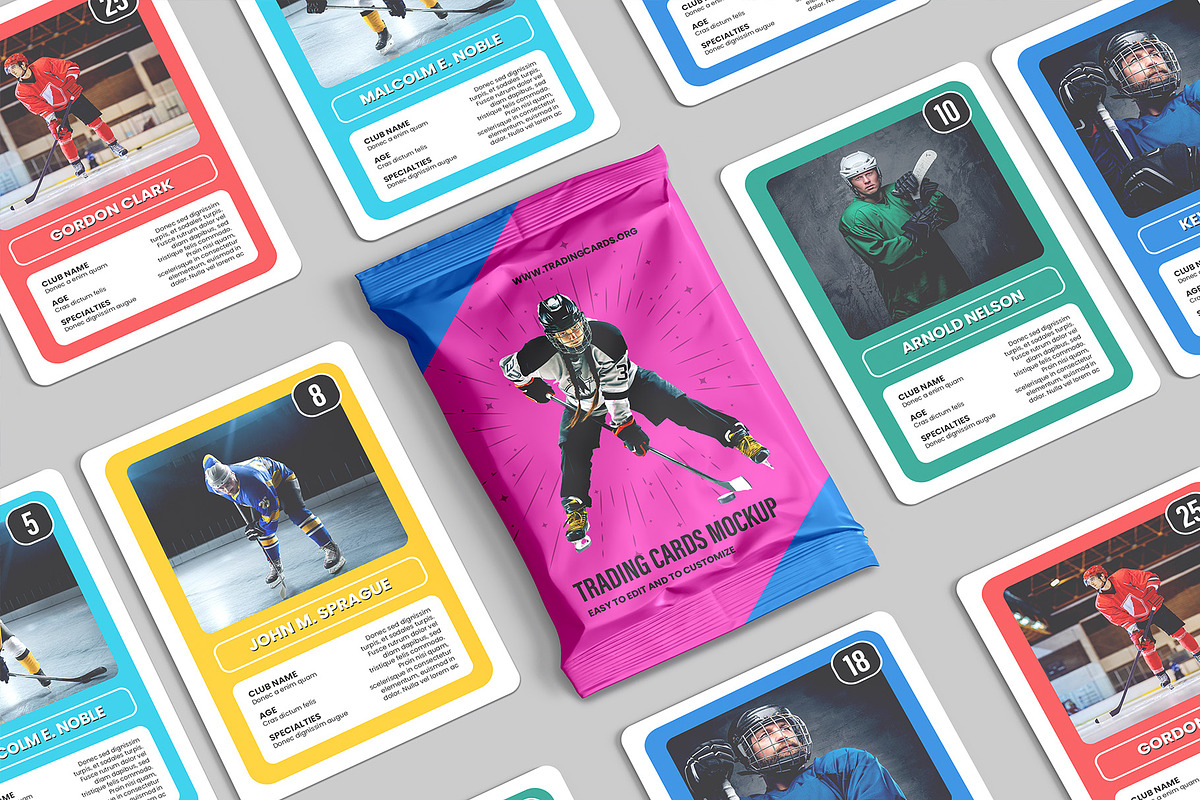 Trading Cards Mockup v2 - 9 views, an Advertising Mockup by Illusiongraphic (Photo 7 of 20)
