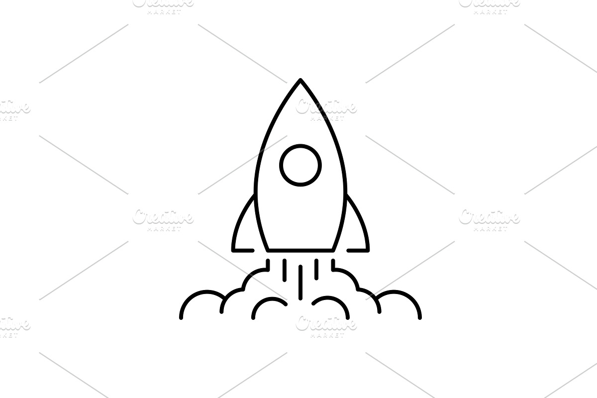 Rocket launch outline icon. Business, an Outline Icon by Saggitarius