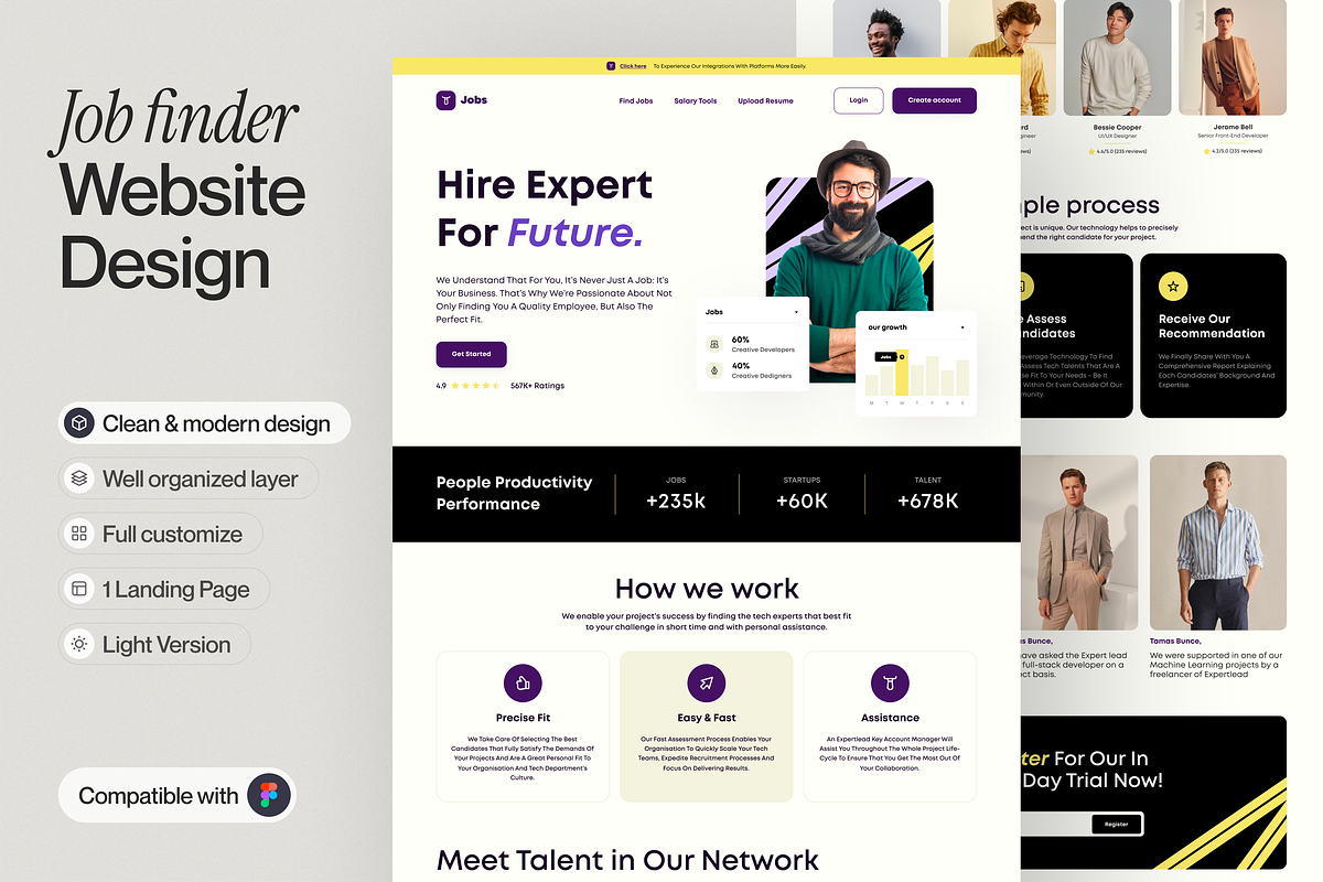 Job Finder Landing Page, a Websites & App Template by sajon.co