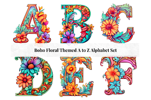 Boho Floral Pastel Alphabet Letters