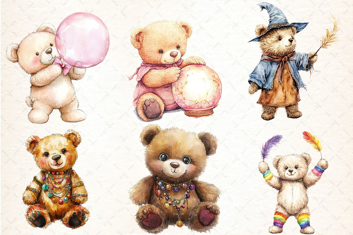 Fanny Teddy Bear Boho Clipart, an Illustration by DreamCafeArt (Photo 3 of 5)
