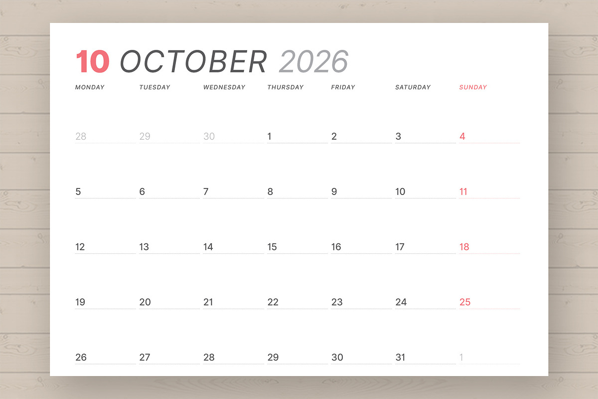 2026 Printable Planner (P037R-26), a Stationery Template by mikhailmorosin (Photo 7 of 7)