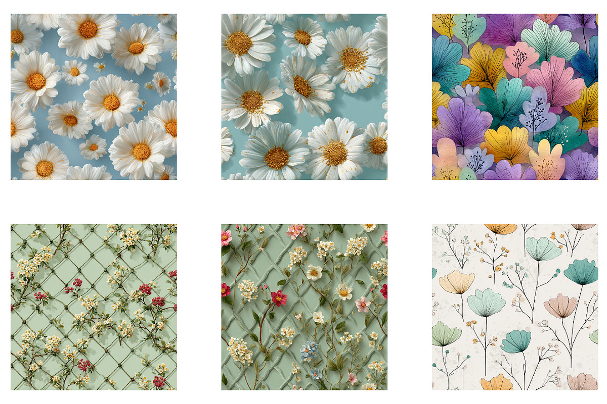 Spring Florals Seamless Digital Pape, a Pattern Graphic by CreationArt (Photo 2 of 7)