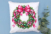 Pink Coquette Christmas Wreath PNG, an Object Graphic by Zahyl Studio (Thumbnail 7 of 7)