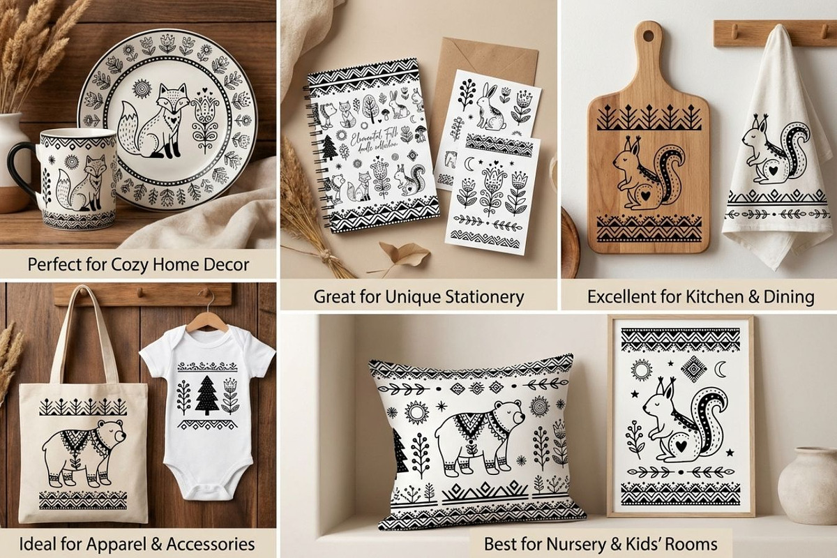 Folk Art Animal Clipart Bundle, a Graphic by PassionPNGcreation (Photo 5 of 6)