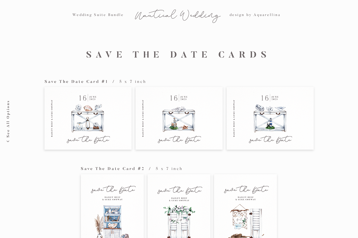 Nautical Wedding Invitations BUNDLE, an Invitation Template by Aquarellina (Photo 14 of 21)