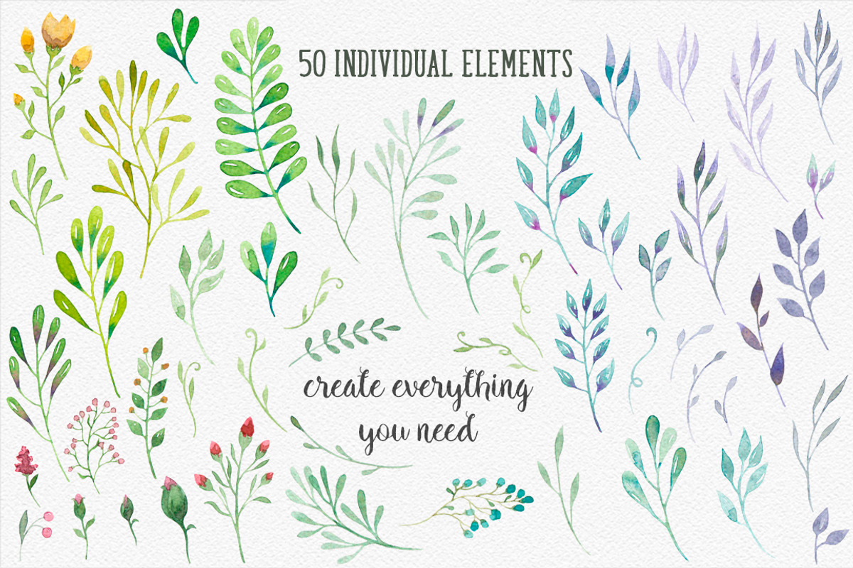 Watercolor floral elements, an Illustration by Lina_Lisichka (Photo 2 of 5)