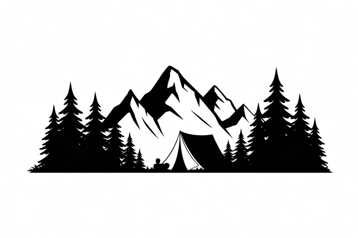 silhouette camping tent mountain, an Illustration by Amazin_art (Photo 15 of 17)