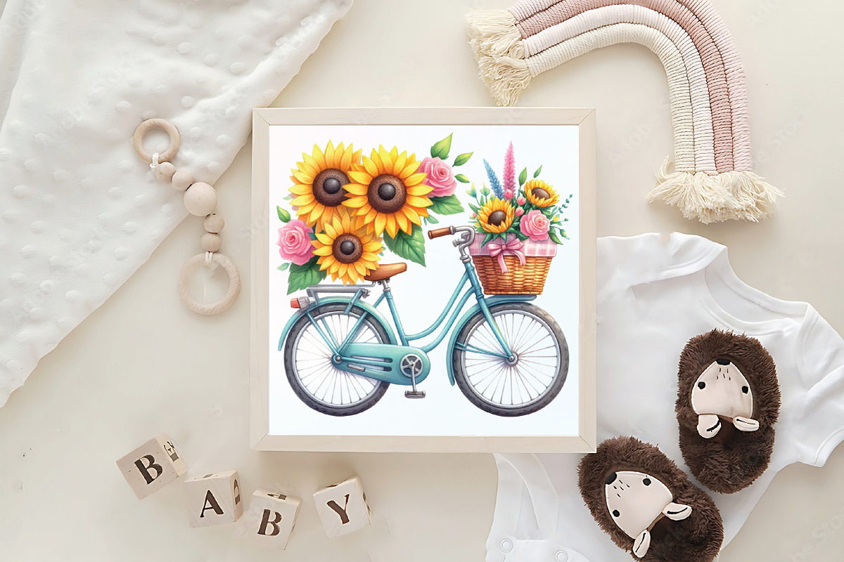 Watercolor Summer Sunflower Clipart, an Illustration by CraftArtStudio (Photo 6 of 6)