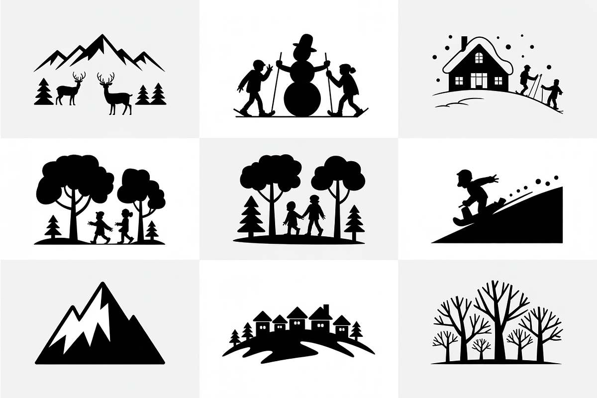 winter landscape snowman silhouettes, an Illustration by Amazin_art (Photo 2 of 7)