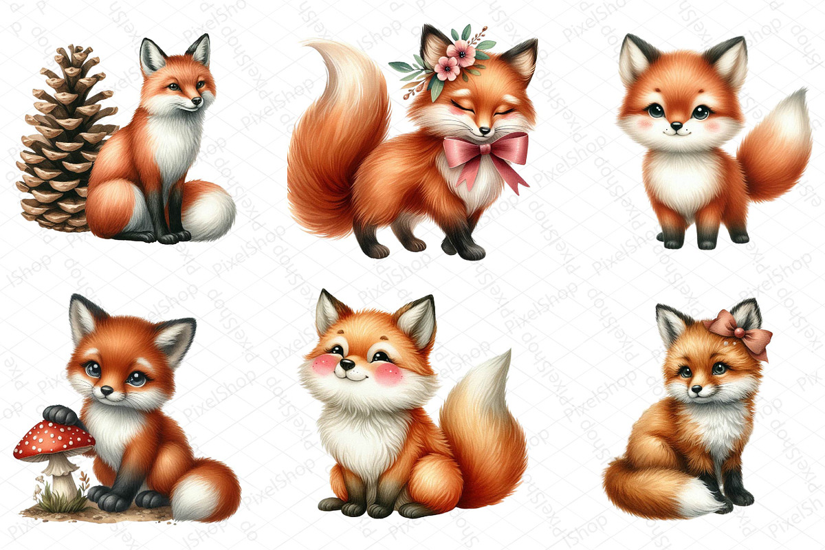 Cute Woodland Fox Clipart, an Illustration by DreamPrint404 (Photo 3 of 5)
