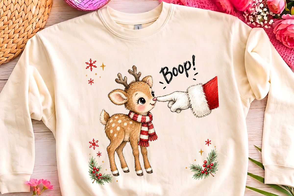 Cute Christmas Reindeer Boop PNG Art, a Seasonal Illustration by CrexoraLab (Photo 7 of 8)