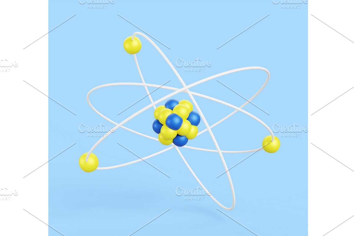 3d atom structure of nucleus and, a Technology Illustration by Marozhkastudio