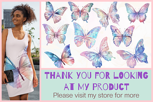 Pastel Holographic Butterfly Clipart