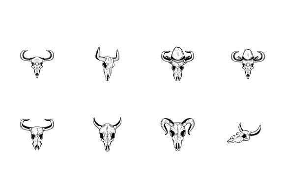 Cow Skull Illustration Set preview 2