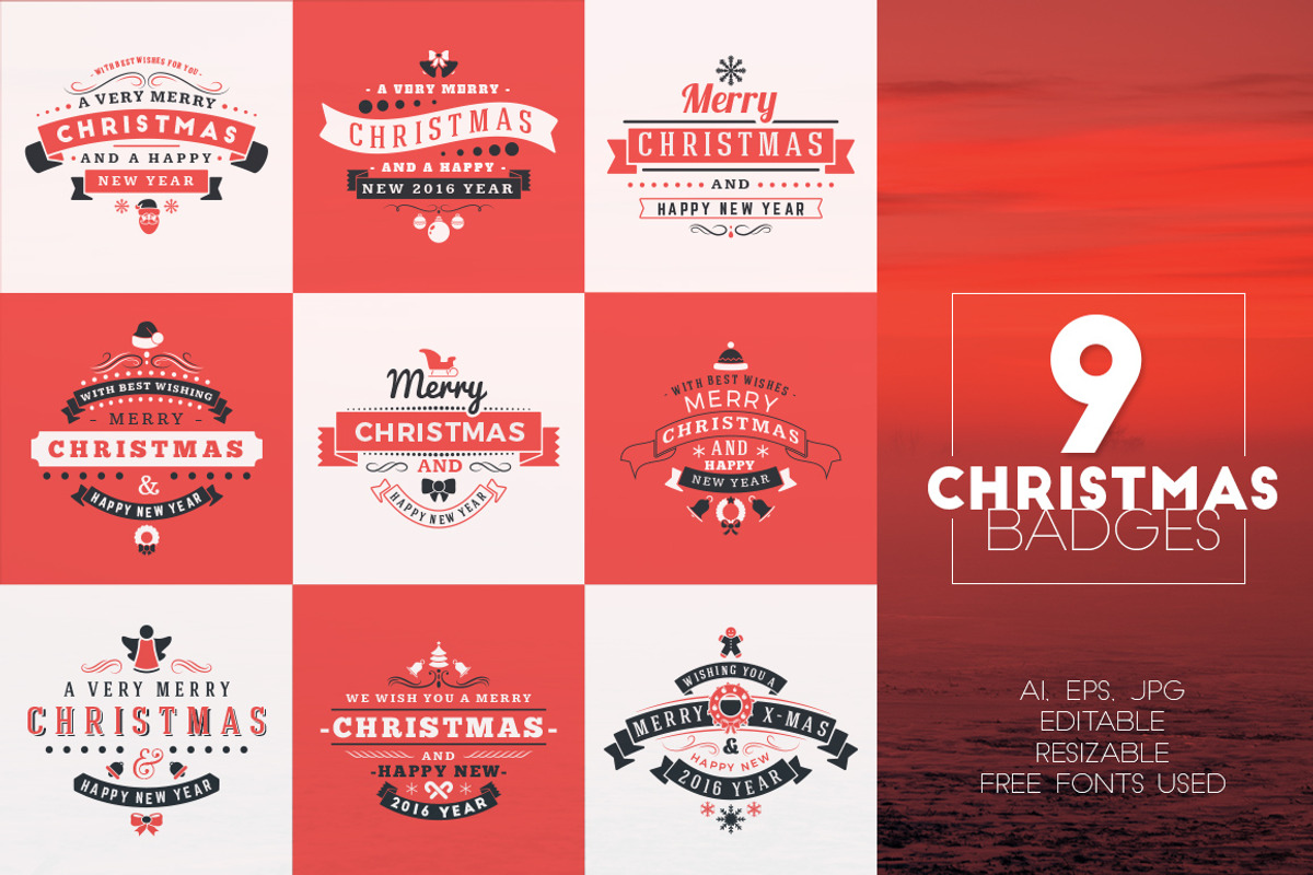 Set of 9 Christmas Badges, a Branding & Logo Template by AntartStock (Photo 2 of 3)