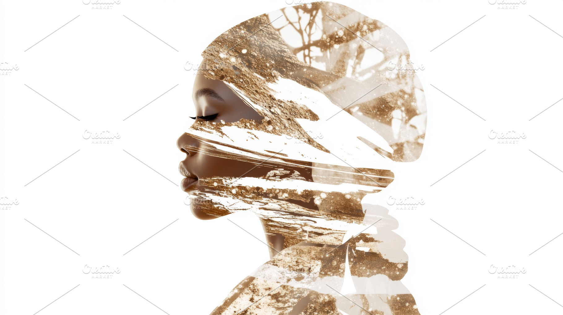 Double exposure of black woman with, a Photo by Dvoevnore photos