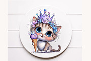 Whimsical Birthday cat Clipart, a Seasonal Illustration by Designworld (Thumbnail 9 of 9)