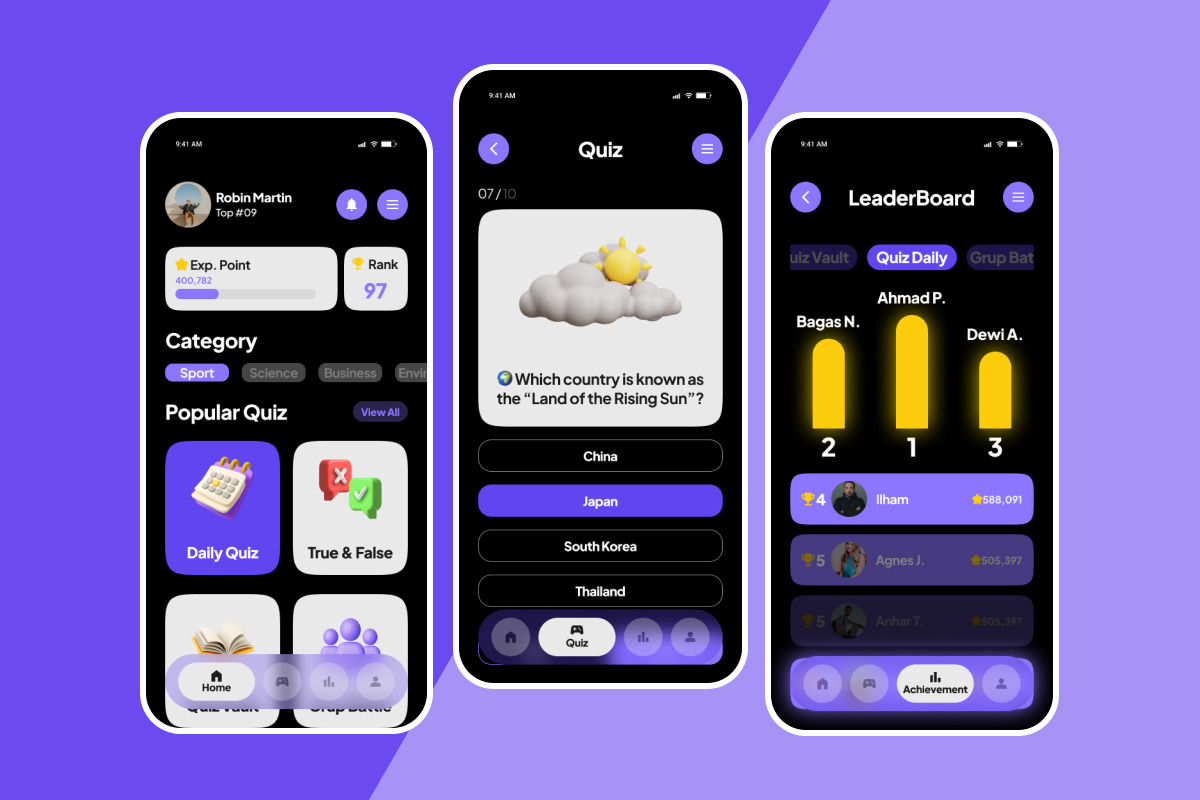 QPoint – Exam Learning App UI Kit, an App Template by productype1 (Photo 3 of 5)