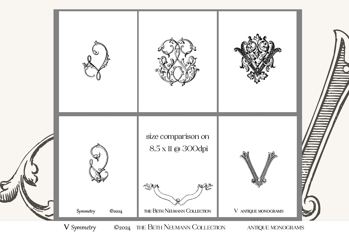 Antique Vintage Monogram Initial V, an Object Graphic by Antique Monograms (Photo 2 of 4)