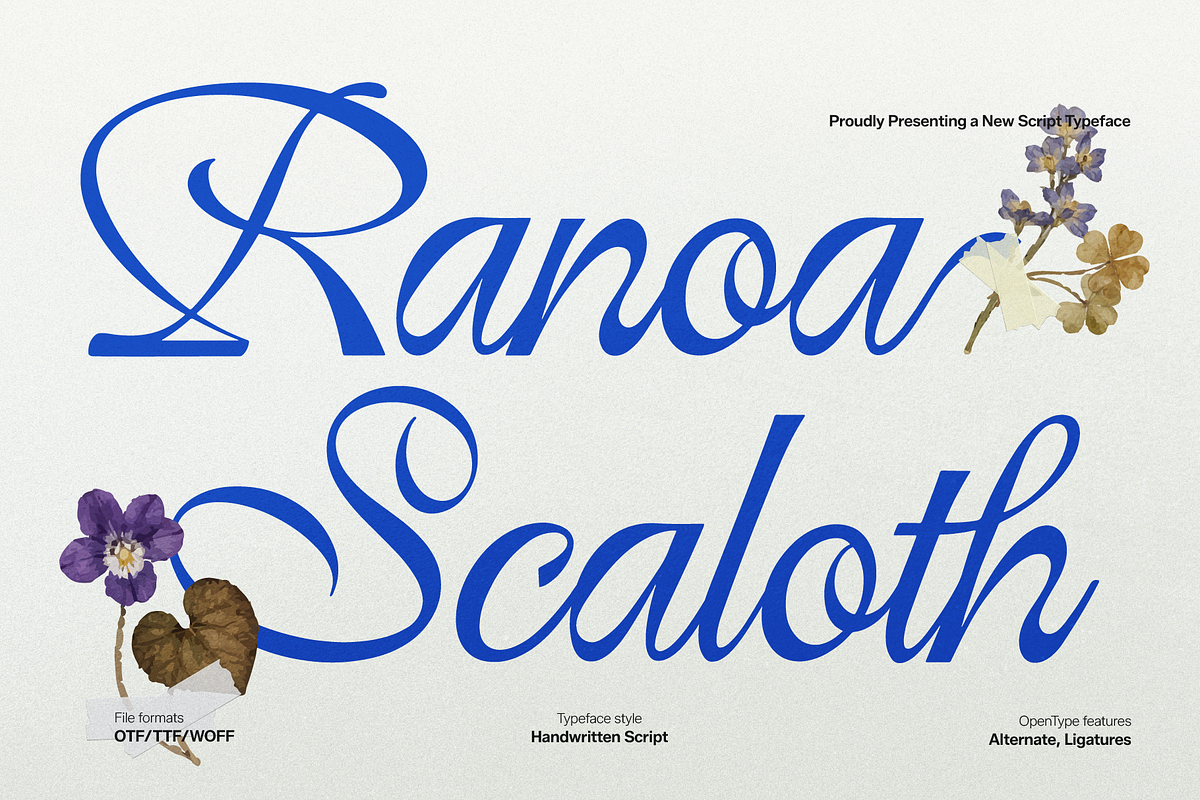 Ranoa Scaloth | Handwritten Script, a Script Font by gracetype_studio (Photo 1 of 11)