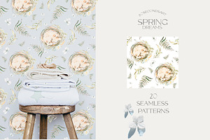 Nursery Woodland Patterns Watercolor