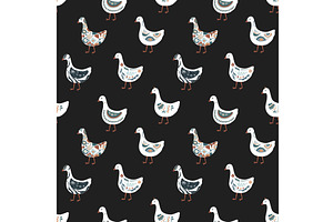 Cute abstract painted cartoon geese, an Animal Illustration by Toltemara