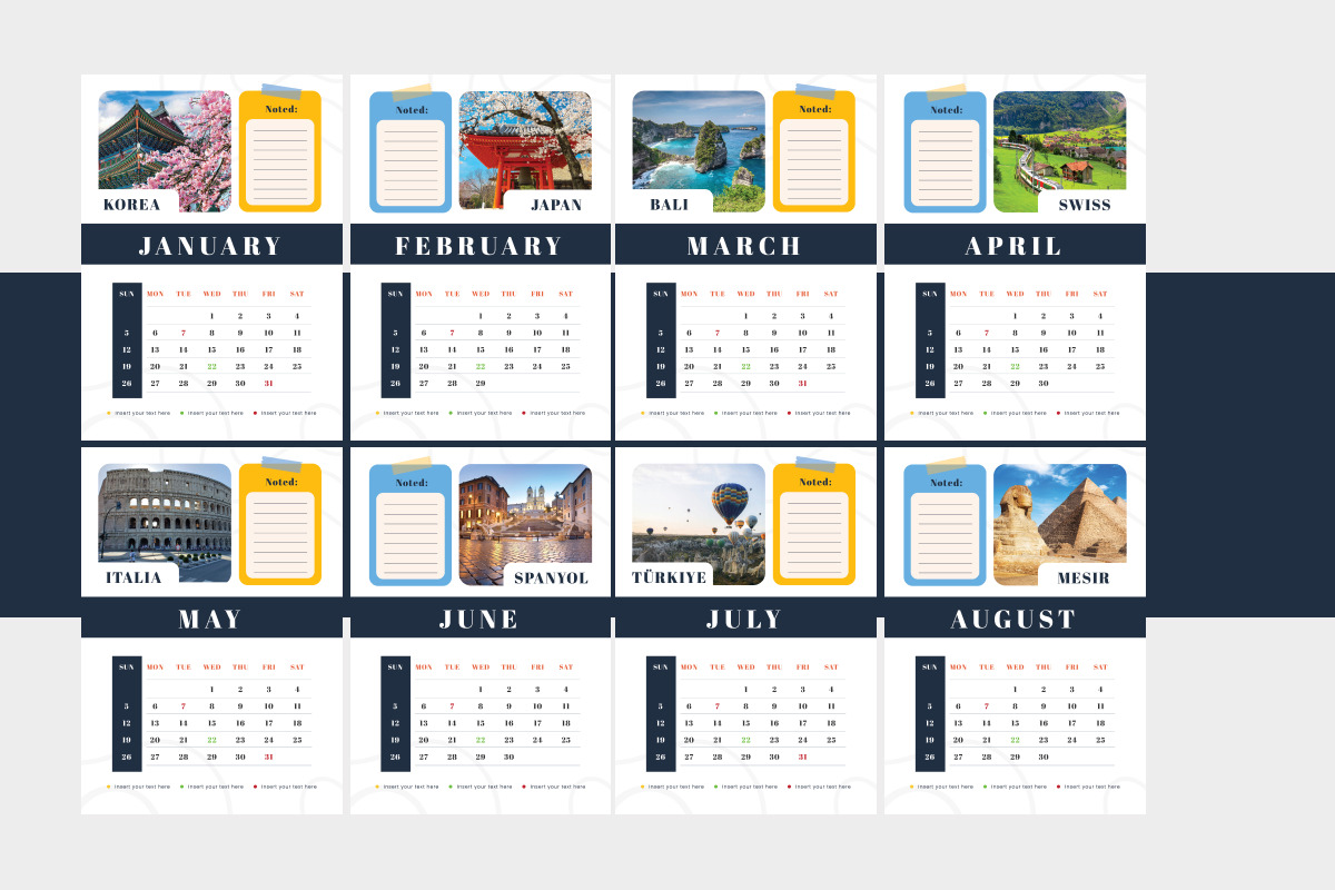 Wall Calendar Template V2, a Stationery Template by trabaskriya (Photo 2 of 3)