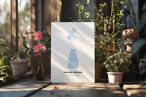 Balloon Calendar Birth Announcement, a Card Template by Filip Studio