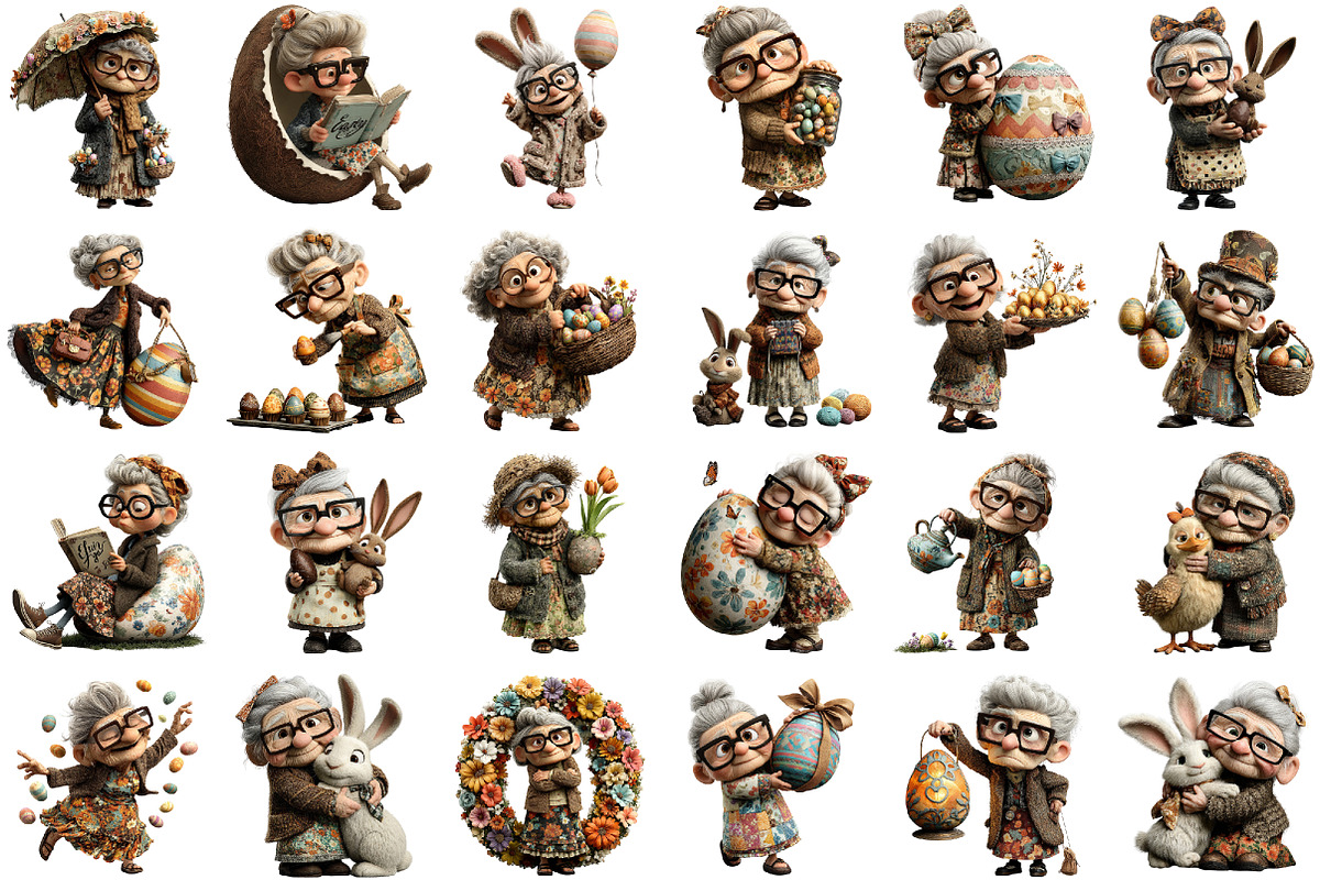 Whimsical Easter Old Lady Clipart, an Illustration by designcity5 (Photo 2 of 5)