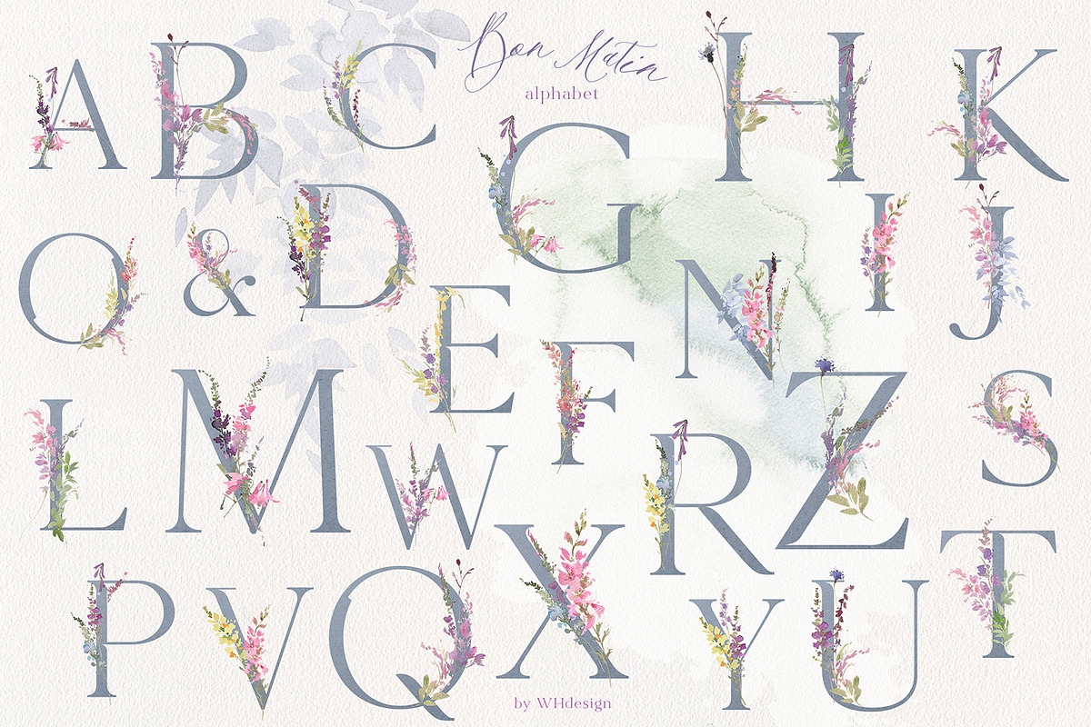Bon Matin Watercolor Floral Clip Art, a Decorative Illustration by whiteheartdesign (Photo 10 of 18)