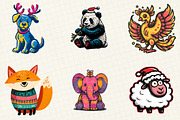 Retro Christmas Animal, an Illustration by DreamCafeArt (Thumbnail 2 of 6)